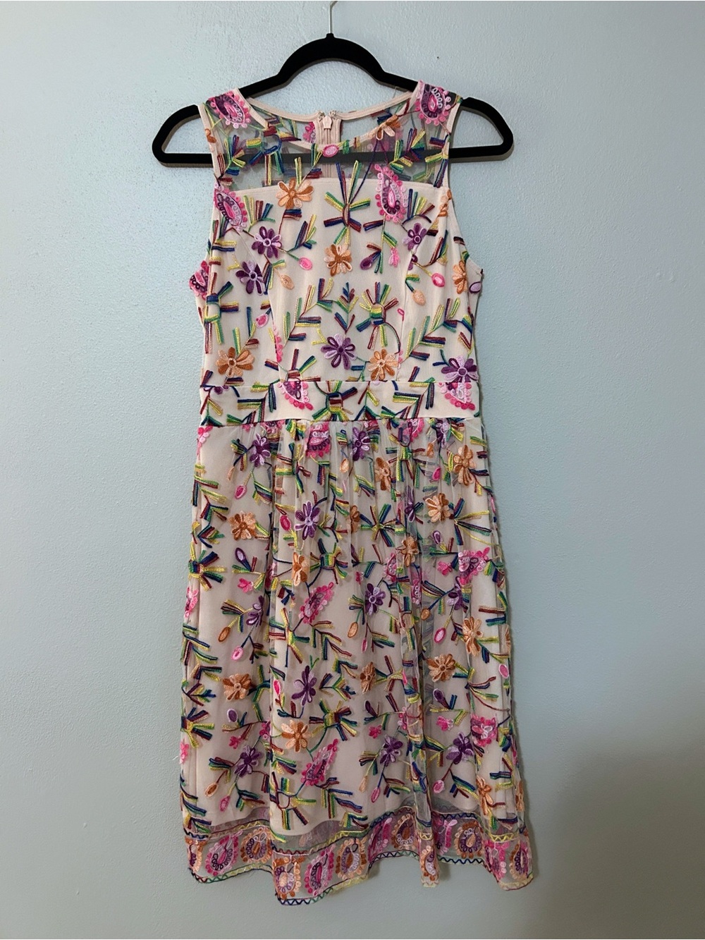 Alexia Admor Floral Embroidered Cottagecore Midi Dress Size Small